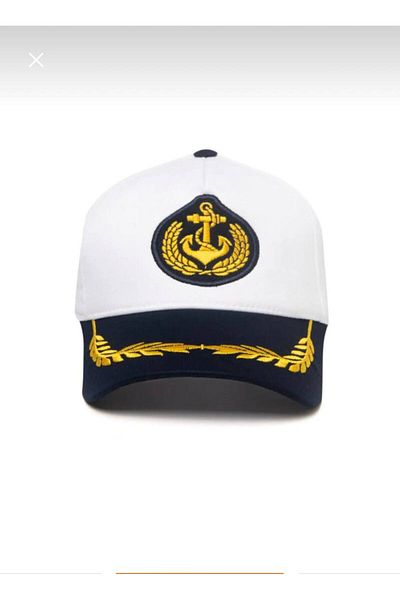 Nilbutik Adjustable Unisex Captain Hat with Sailor Anchor Crest