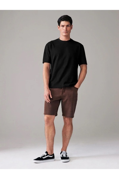 Le Touche Ανδρικό μαύρο μπλουζάκι 100% Βαμβάκι oversized Cut Bicycle Neck Bas...