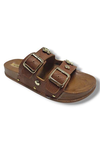 CAPRİ Capri 9001-25 Deri Çift Bant Tokalı Kadın Terlik