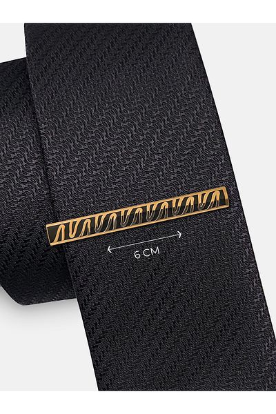 Milleniva Zigzag Pattern Gold Tie Clip