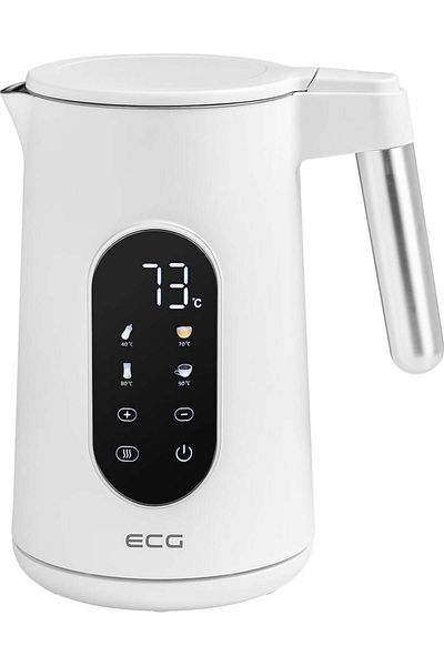 ECG Fierbator electric ECG RK 1799 Smart White, 1,7 litri, 2200 W, pereti dubli, panou tactil