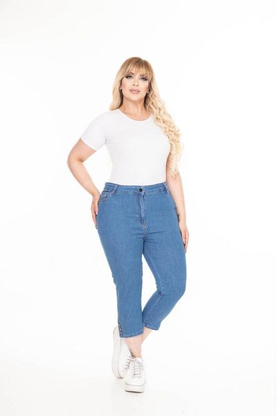 EYLÜLXXL Women's Plus Size Leg Buttoned Denim Pants