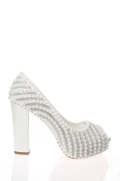 PayBuy Moda Femei Perle Albe Pietre Brodate Pantofi Mireasa Tocuri Nunta Logodna Seara Rochie Pantofi