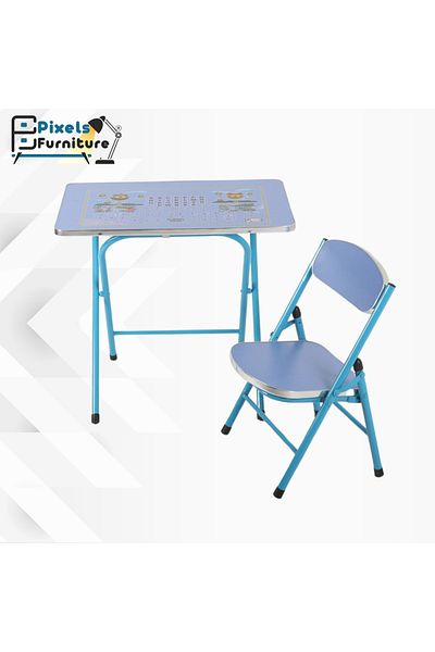 PixelsFurniture Pixel Furniture Kids Study Desk and Chair Set, Multifunctional Ergonomic Student Table, Foldable
