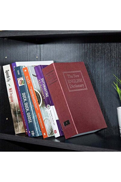 PUFO secret book-type safe with key for locking, Dictionary model, 24 x 15.5 cm, burgundy