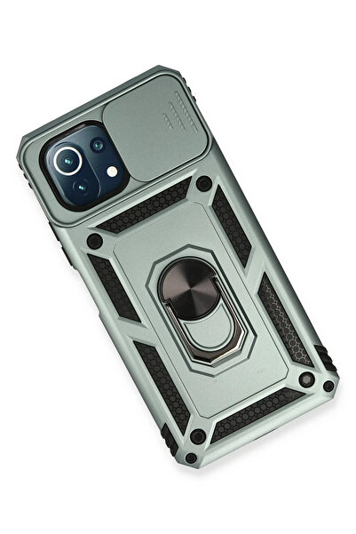 NewFace حافظة هاتف Xiaomi MI 11 Lite مع حلقة عدسة من السيليكون - أخضر SVLRS