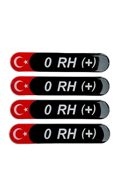 HMNL Damla Kan Grubu Sticker Siyah 4 Adet A B 0 AB Rh Pozitif NEGATİF (-) (+)