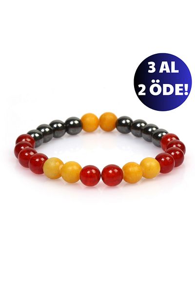 Mystic Energy 100% Real Natural Stone Abundance Bracelet |   Hematite, Citrine, Agate Gift Natural Stone