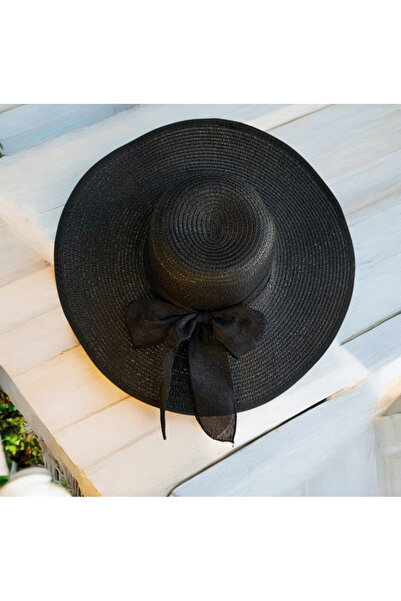 moda nokta Pălărie mare neagră din paie