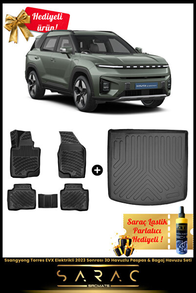 Ssangyong Torres EVX Elektrikli 2023 Sonrası 3D Havuzlu Paspas & Bagaj Havuzu Seti+(HEDİYELİ!)
