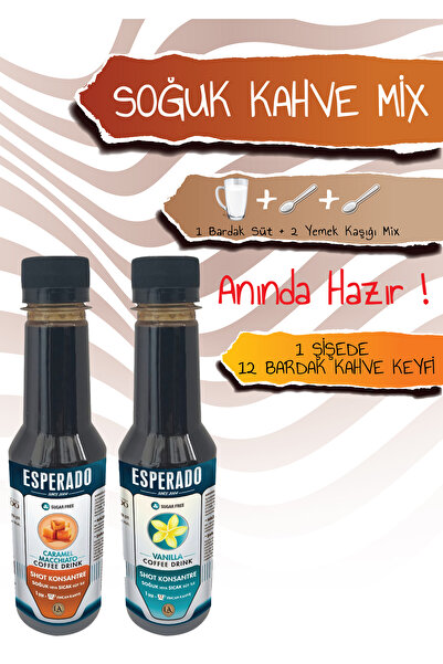 ESPERADO ÇABUK KAHVE Vanilya*karamel Aromalı Soğuk/SICAK Kahve 2 Li Set 250 ml