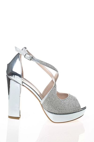 PayBuy Women's Fashion Stylish Silver Mirror Face Stone Heels Elegant Design Wedding Engagement Night Evening Dress Shoes