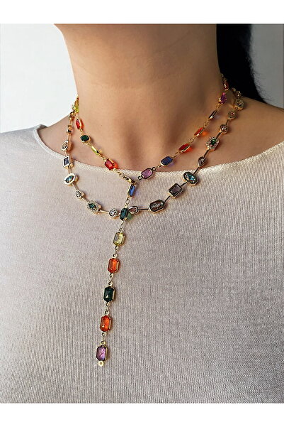 Glowelier Renkli Baget Taş Y Kolye