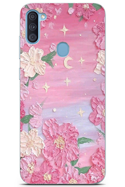 moonset Samsung Galaxy A11 / M11 Uyumlu Pastel Çiçekler Tasarımlı Baskılı Şef...