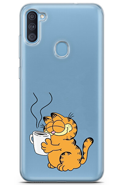 moonset Samsung Galaxy A11 / M11 Uyumlu Garfield Tasarımlı Baskılı Şeffaf Tel...