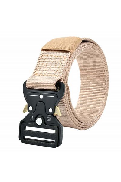 PUFO Tactical Combat Belt For Men 3.8 X 123 Cm, Durable, Khaki