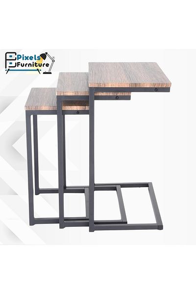 PixelsFurniture Pixel Furniture 3 Piece Modern Rustic Nesting Side Table Set