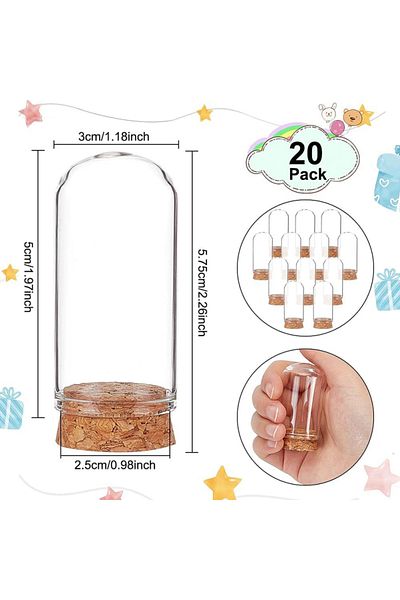 Choice AECH-18933 30 Pack 15ml Glass Jars Bottles Glass Display Cloche Dome Decoration Bottles 1.5x1.1" wit
