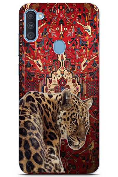 moonset Samsung Galaxy A11 / M11 Uyumlu Leopar Tasarımlı Baskılı Şeffaf Telef...