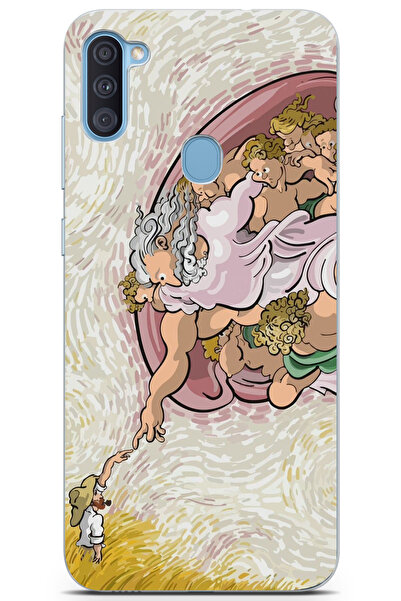 moonset Samsung Galaxy A11 / M11 Uyumlu Van Gogh Tasarımlı Baskılı Şeffaf Tel...