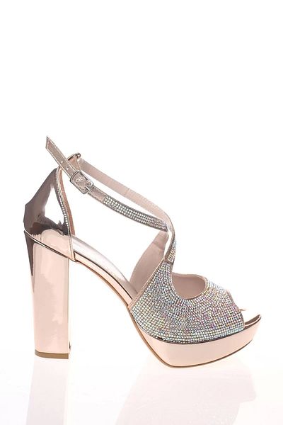 PayBuy Women's Fashion Stylish Silver Mirror Face Stone Heels Elegant Design Wedding Engagement Night Evening Dress Shoes