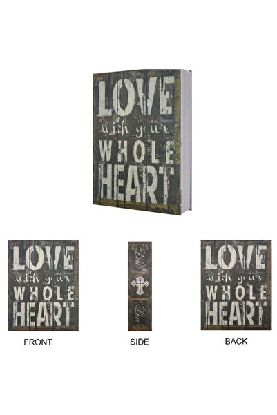 PUFO secret book-type safe with key for locking, Love with whole Heart model, 24 x 15 cm