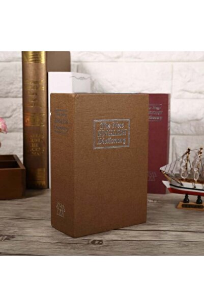 PUFO secret book-type safe with key for locking, Dictionary model, 24 x 15.5 cm, brown