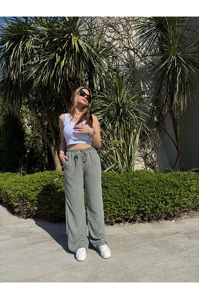 Moda Küpü Women's Elastic Waist High Waist Pants Sweatpants