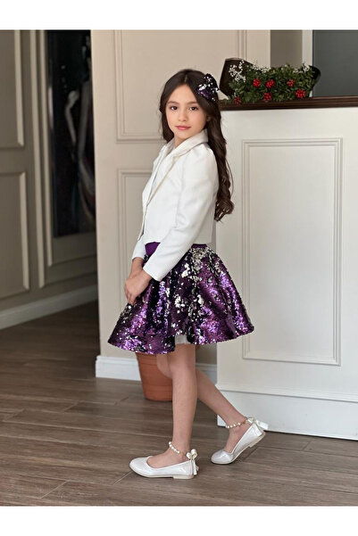 ugurbocegicocukdunyası Ladybugchild Hat and Buckle Sequined Girl's Skirt T-Shirt Jacket 5-Piece Graduation Suit