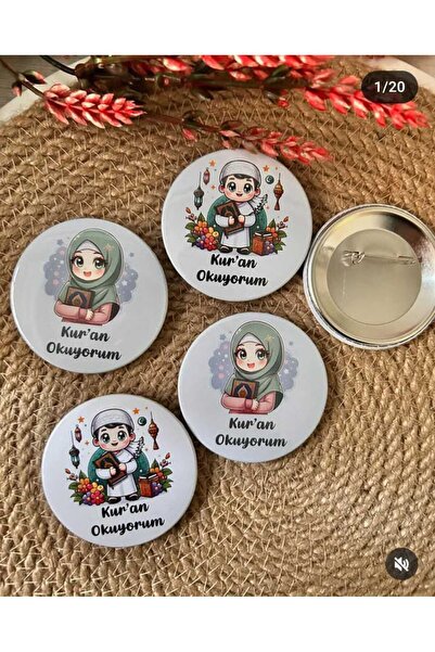 imzatasarım Kur'an Okuyorum Rozet (5 adet) Kur'an Hatırası Hediyelik