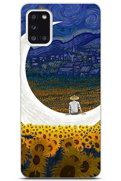 moonset Samsung Galaxy A31 Uyumlu Van Gogh Tasarımlı Baskılı Şeffaf Telefon K...