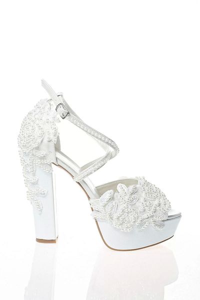 PayBuy Moda Femei Perle Albe Pietre Brodate Pantofi Mireasa Tocuri Nunta Logodna Seara Rochie Pantofi