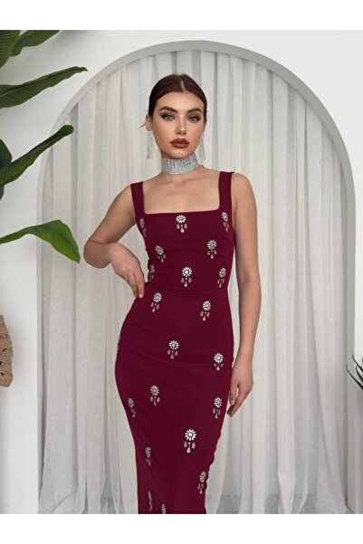 ARUZ MODA فستان نيرس ستون مفصل