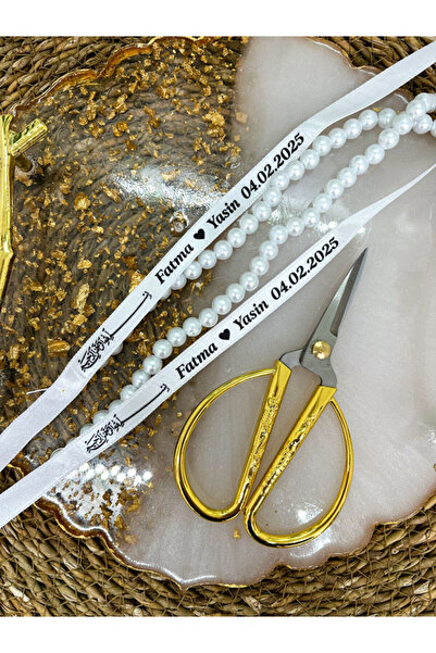 imzatasarım Dökülen İncili Siyah Baskılı İsimli Söz ve Nişan Kurdelesi Saten ...