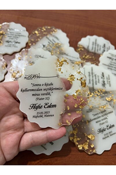 imzatasarım 10 adet Kur'an Hatırası Hatim Magnet Hafızlık Hatırası Epoksi Magnet