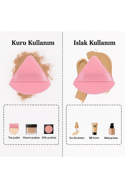 BALEZA 3’lü Tutmalı Kadife Premium Makyaj Süngeri (Yıkanabilir) Pudra Fondöten BB Krem Uygulanabilir