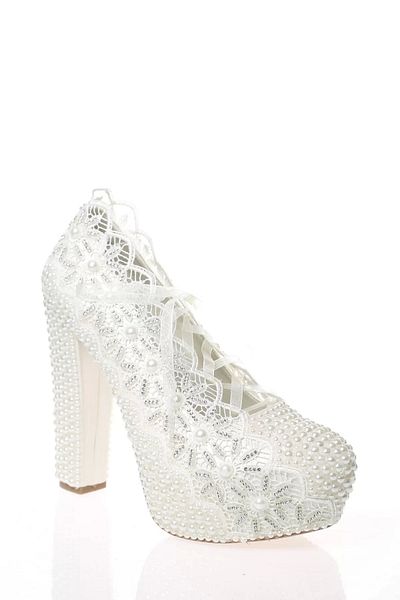 PayBuy Moda Femei Perle Albe Pietre Brodate Pantofi Mireasa Tocuri Nunta Logodna Seara Rochie Pantofi