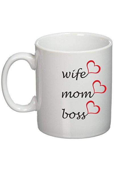 OEM Cană albă personalizată „soție, mamă, șefă!”, INOVATIX®. 330 ml