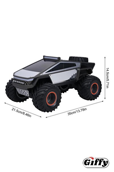 SCOWETTO Oyuncak Uzaktan Kumandalı TESLA CYBERTRUCK Full Metal Kasa Şarjlı Işıklı Gerçekçi Görünüm Kutulu