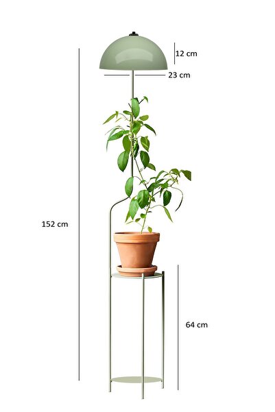 HOMİNG Homing Luopi Çiçek Standlı Raflı Lambader Nil Yeşili-Metal