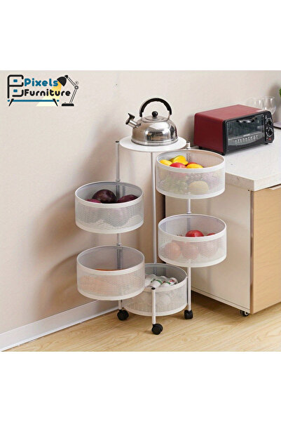 PixelsFurniture رفوف تخزين مطبخ متعدد الطبقات من بكسل الأثاث، رف فولاذي دوار،...