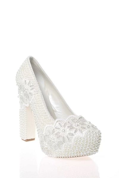 PayBuy Moda Femei Perle Albe Pietre Brodate Pantofi Mireasa Tocuri Nunta Logodna Seara Rochie Pantofi