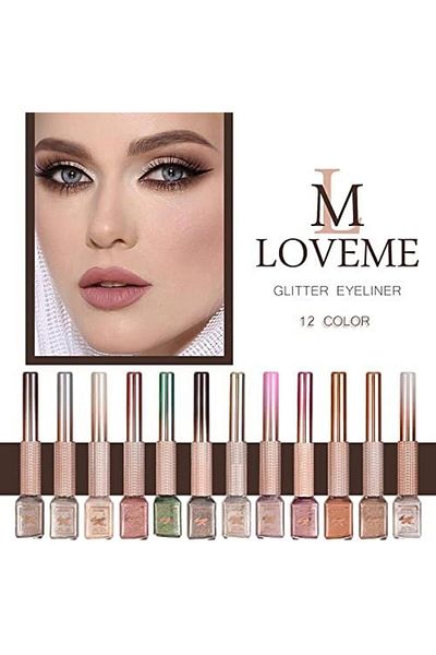 Loveme 12-Color Glitter Eyeliner Set from Loveme, Beige
