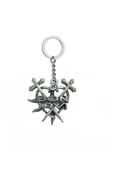 Herşey Nota Jon Bon Jovi Keychain – Metal Rock Music Band Logo Unisex Accessory