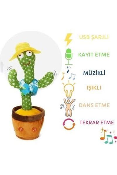 Mia Oyuncak Sesli Işıklı Müzikli Ses Kayıt Yapan Kaktüs