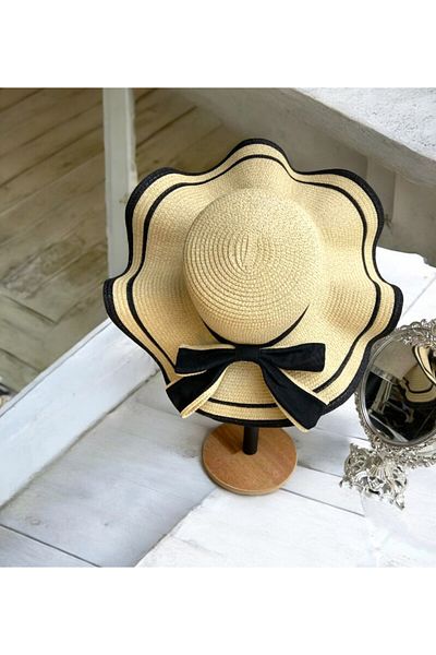 Allen Accessories Cream Wide Straw Hat