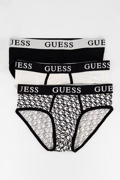 Guess Set of 3 pairs of Guess briefs with elastic logo band Optical white/Black 2XL INTL