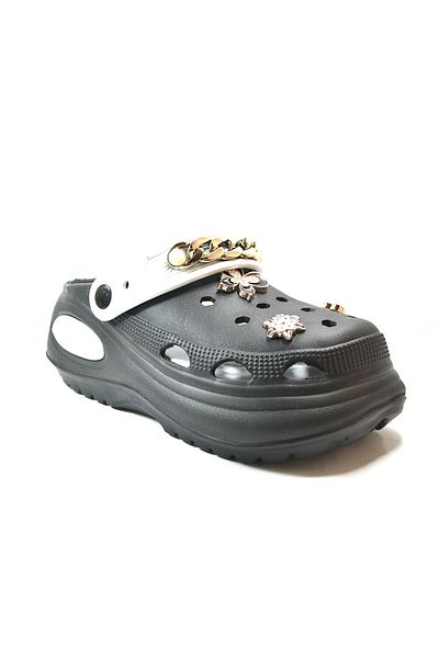 Onlo Ayakkabı Дамски чехли Onlo Shoes SN.0919, бели и черни, с анатомична подметка и затворена предна част