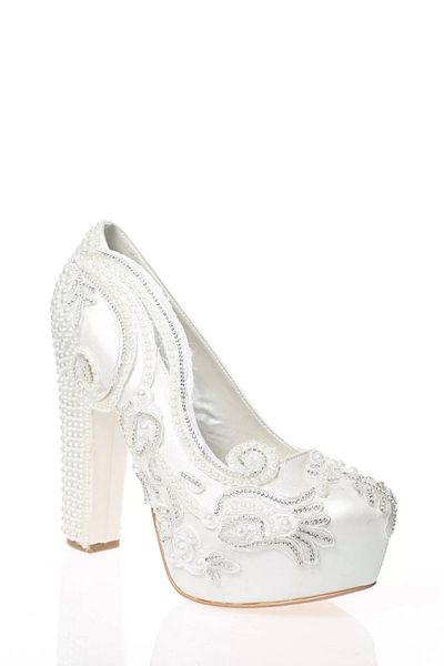 PayBuy Moda Femei Perle Albe Pietre Brodate Pantofi Mireasa Tocuri Nunta Logodna Seara Rochie Pantofi