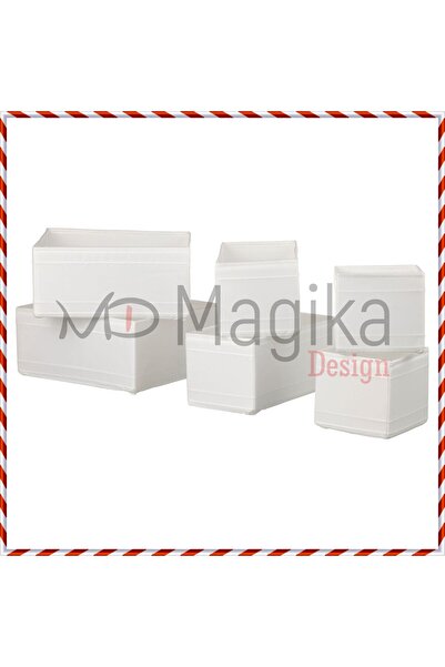 Magika Design مجموعة صناديق Md Skubb المكونة من 6 قطع - درج ومنظم أبيض